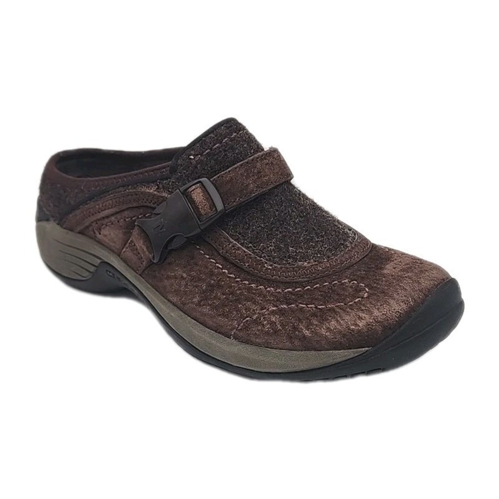 Merrell Encore Sidestep Clogs In Dark Brown Suede & Wool Sz US Womens 6.5 EUR 37